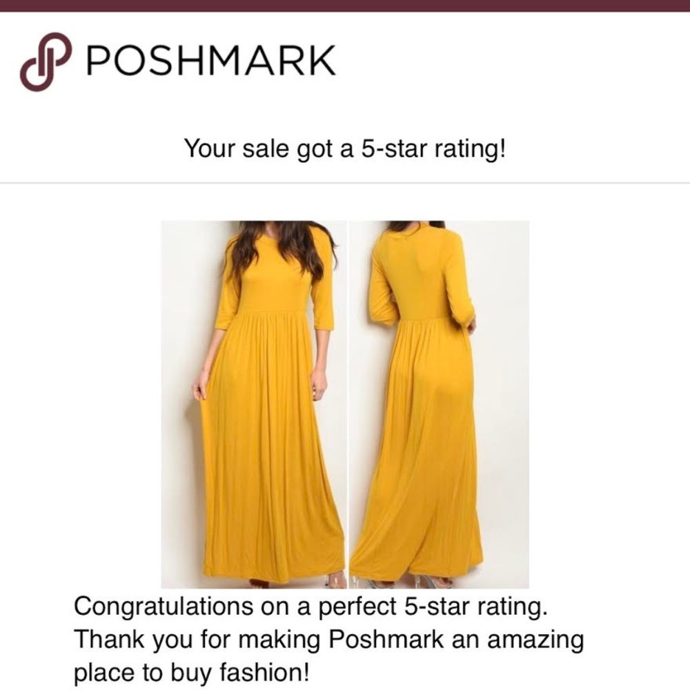 Round neckline jersey maxi dress in Mustard color - Picture 2 of 2